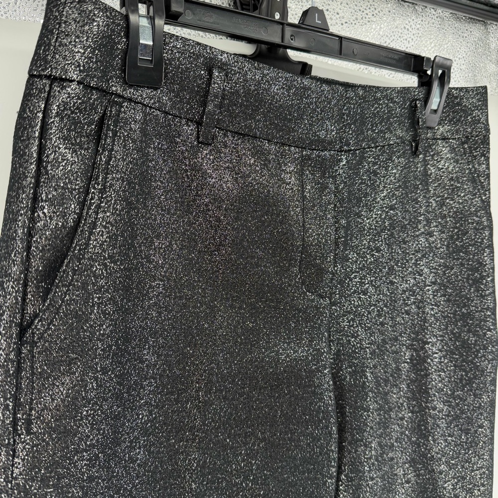 LOFT Riviera Shimmering Gray Silver Metallic Pants Womens Size 4 - Picture 4 of 10
